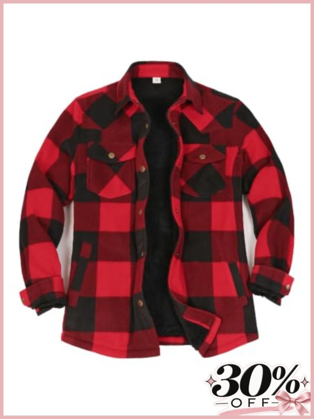 Sherpa Lined Plaid Shacket Snap-Front Shirt Jacket